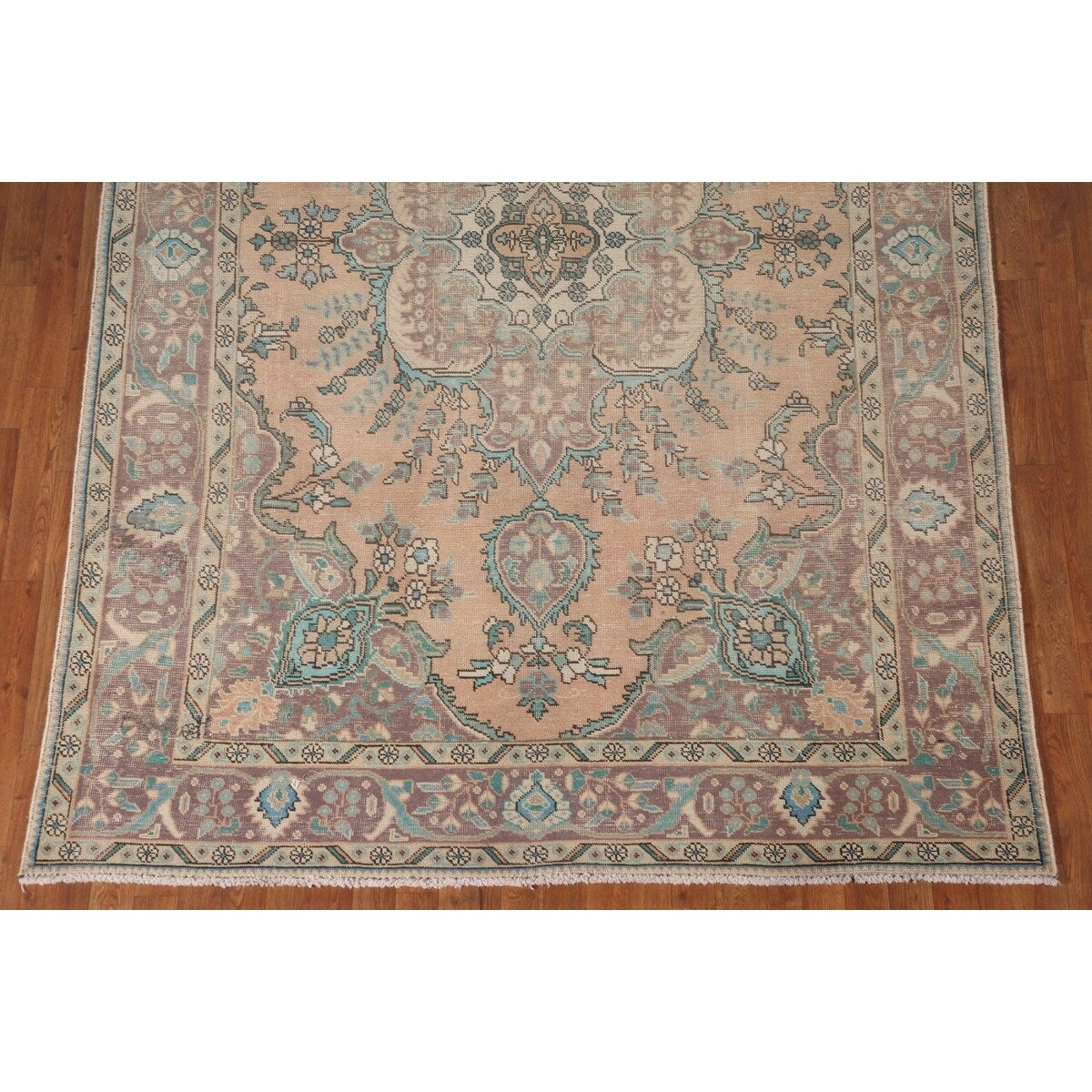 Distressed Tabriz Persian Vintage Rug Hand-Knotted Bedroom Wool Carpet - 6'7" x 9'6"
