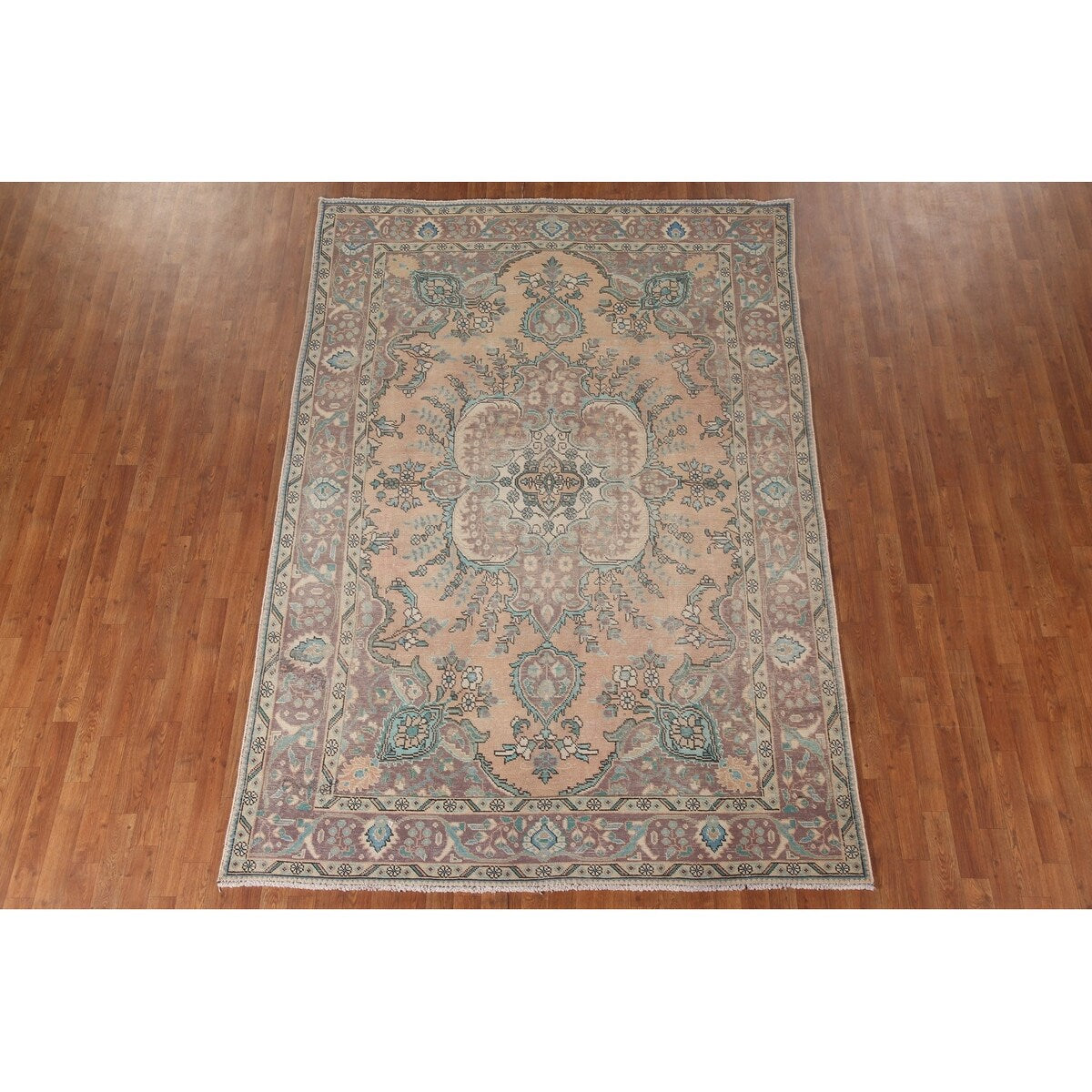 Distressed Tabriz Persian Vintage Rug Hand-Knotted Bedroom Wool Carpet - 6'7" x 9'6"