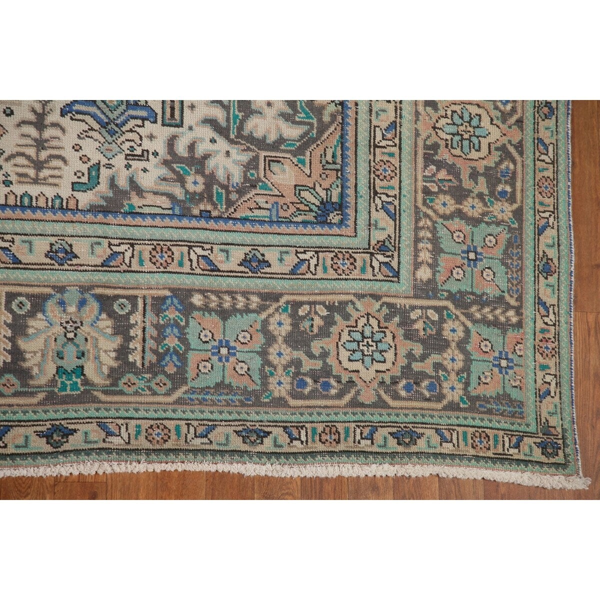 Distressed Tabriz Persian Vintage Rug Handmade Traditional Wool Carpet - 9'3" x 11'10"