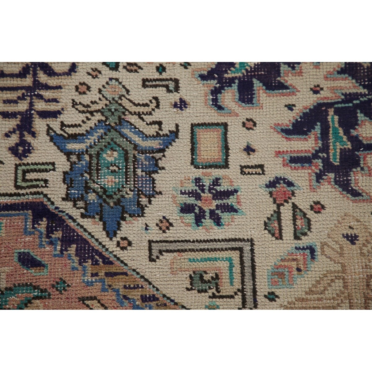 Distressed Tabriz Persian Vintage Rug Handmade Traditional Wool Carpet - 9'3" x 11'10"