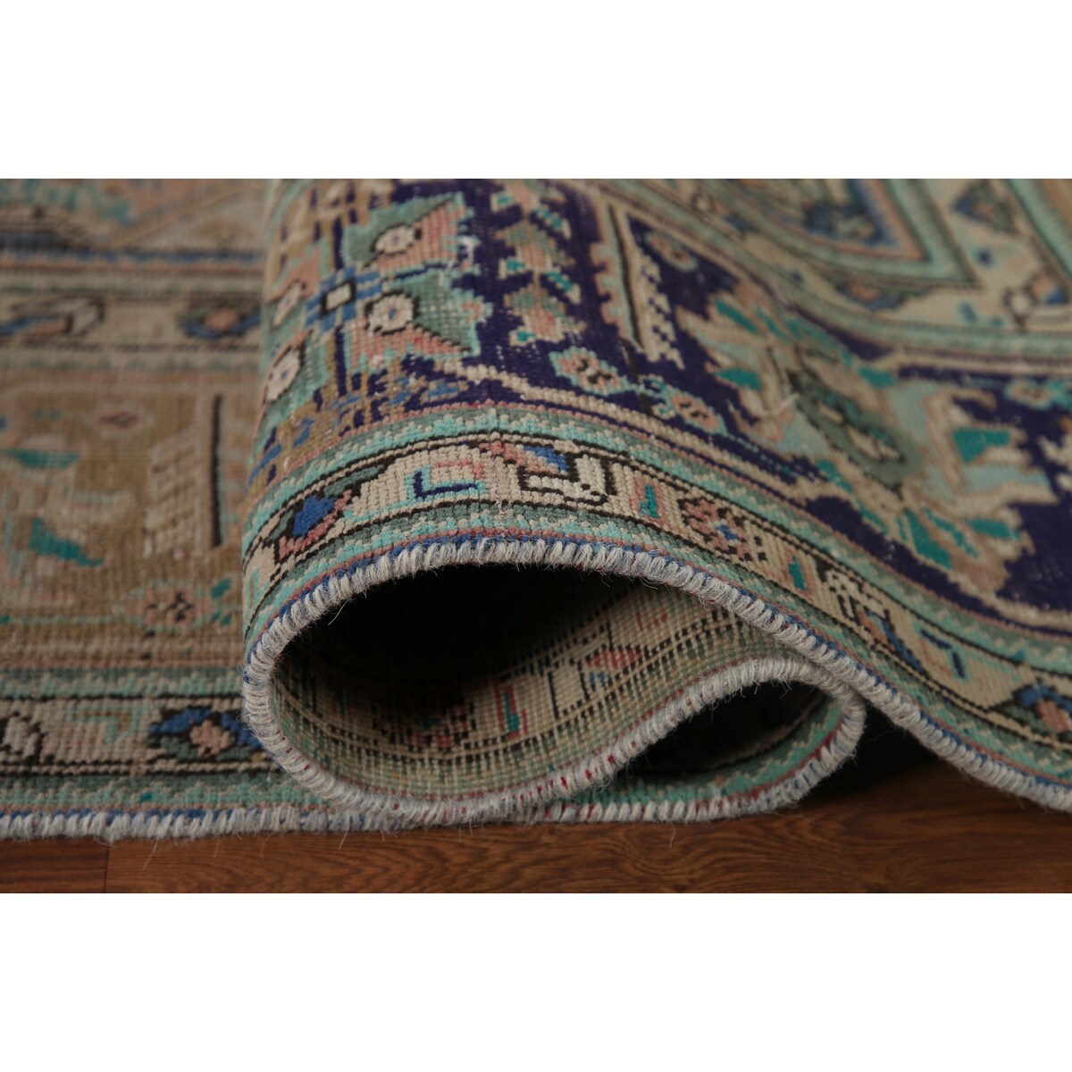 Distressed Tabriz Persian Vintage Rug Handmade Traditional Wool Carpet - 9'3" x 11'10"