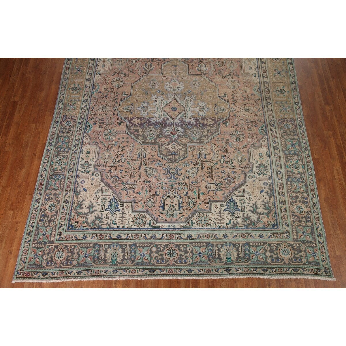 Distressed Tabriz Persian Vintage Rug Handmade Traditional Wool Carpet - 9'3" x 11'10"