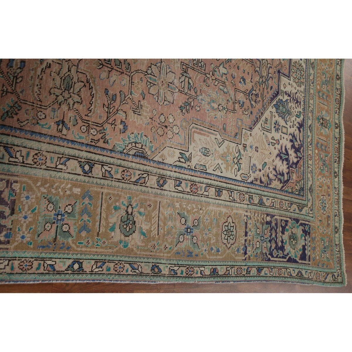 Distressed Tabriz Persian Vintage Rug Handmade Traditional Wool Carpet - 9'3" x 11'10"