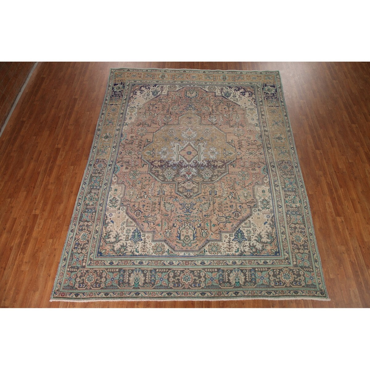 Distressed Tabriz Persian Vintage Rug Handmade Traditional Wool Carpet - 9'3" x 11'10"