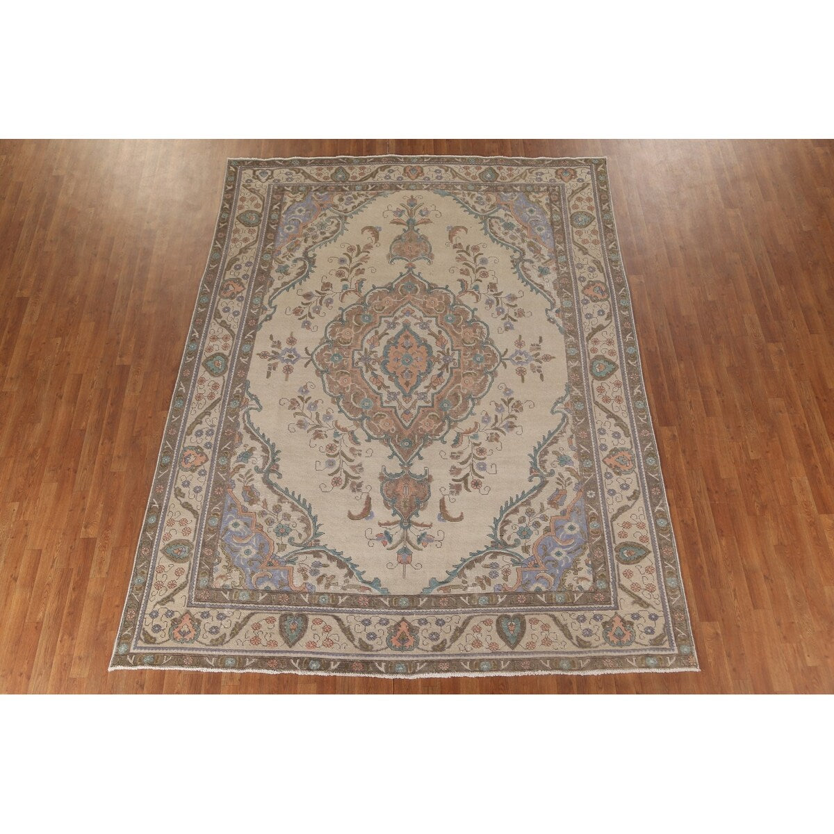 Distressed Tabriz Persian Vintage Rug Handmade Wool Carpet - 8'2"x 10'8"