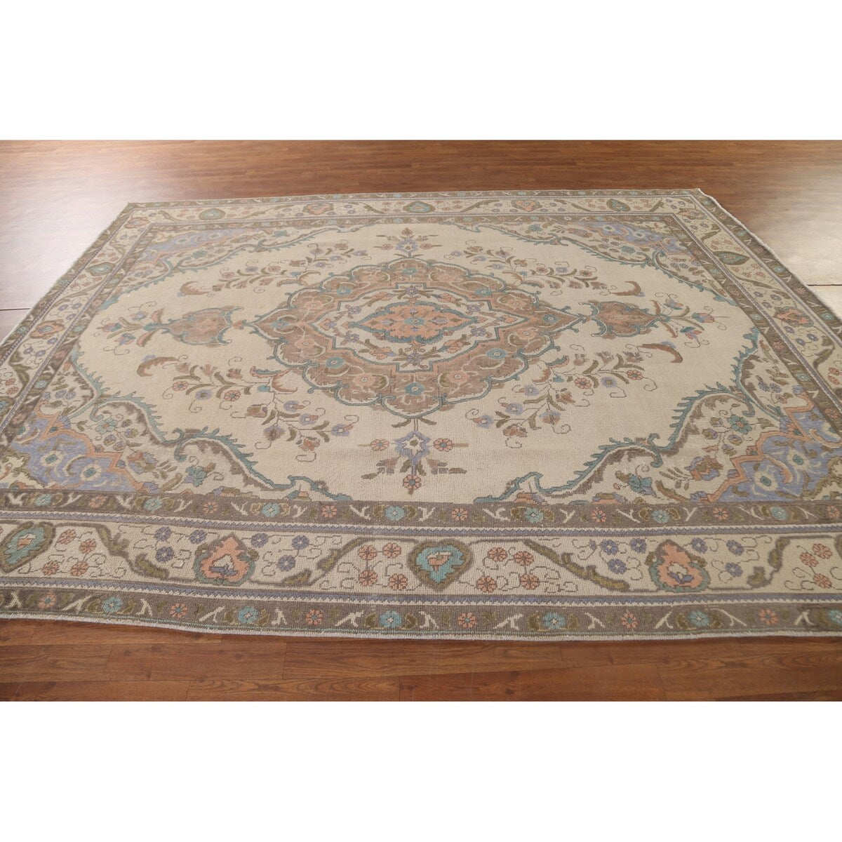 Distressed Tabriz Persian Vintage Rug Handmade Wool Carpet - 8'2"x 10'8"