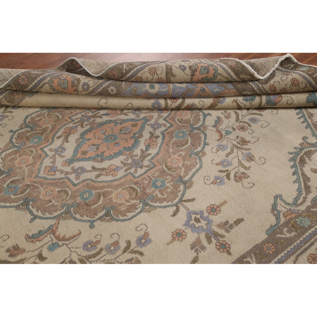 Distressed Tabriz Persian Vintage Rug Handmade Wool Carpet - 8'2"x 10'8"