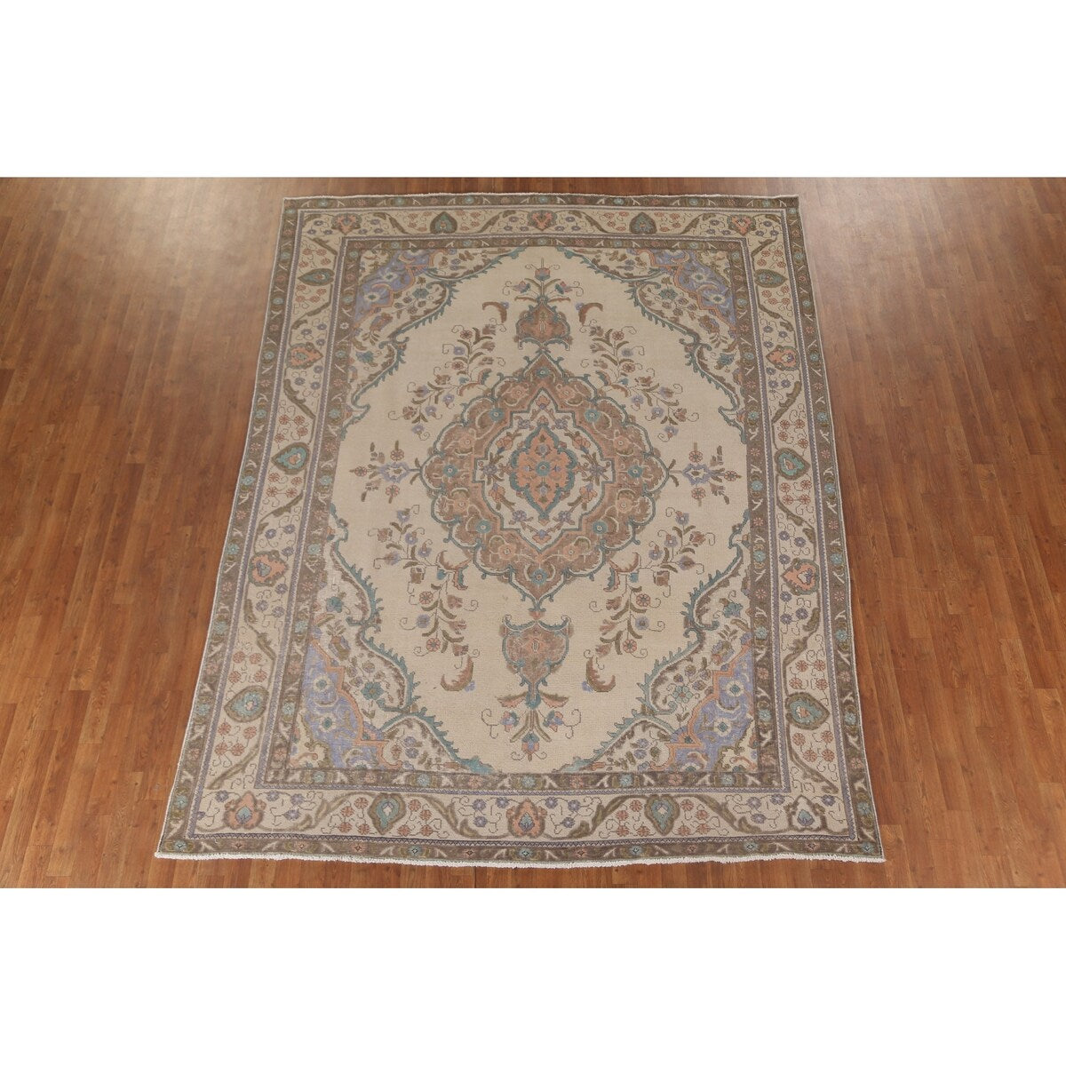 Distressed Tabriz Persian Vintage Rug Handmade Wool Carpet - 8'2"x 10'8"