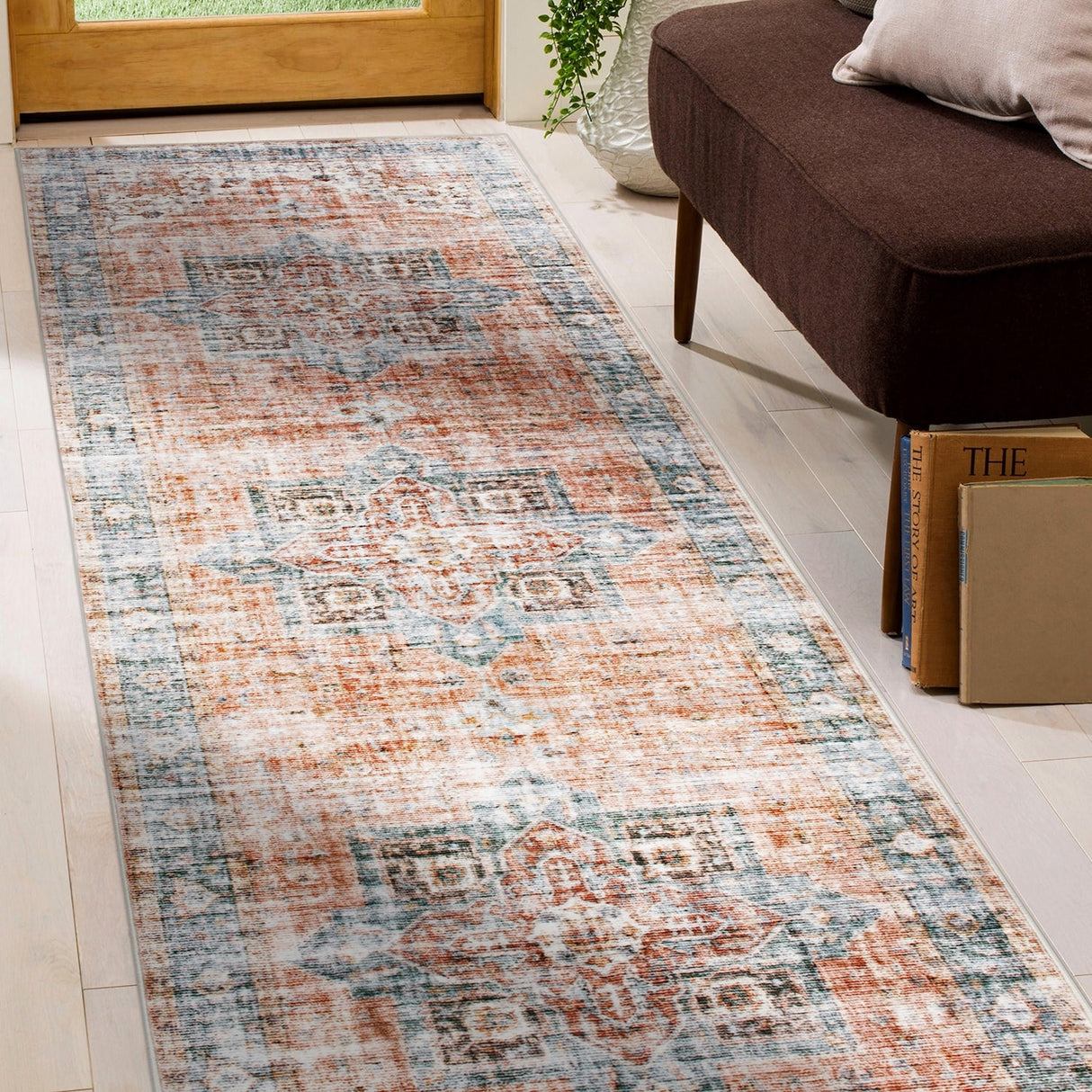 World Rug Gallery Distressed Traditional Machine Washable Area Rug