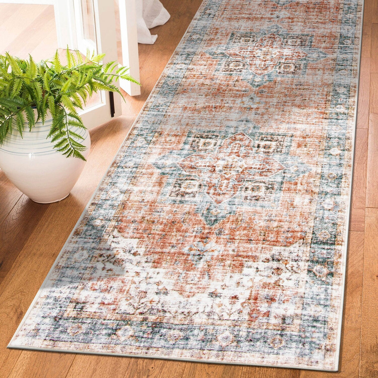 World Rug Gallery Distressed Traditional Machine Washable Area Rug