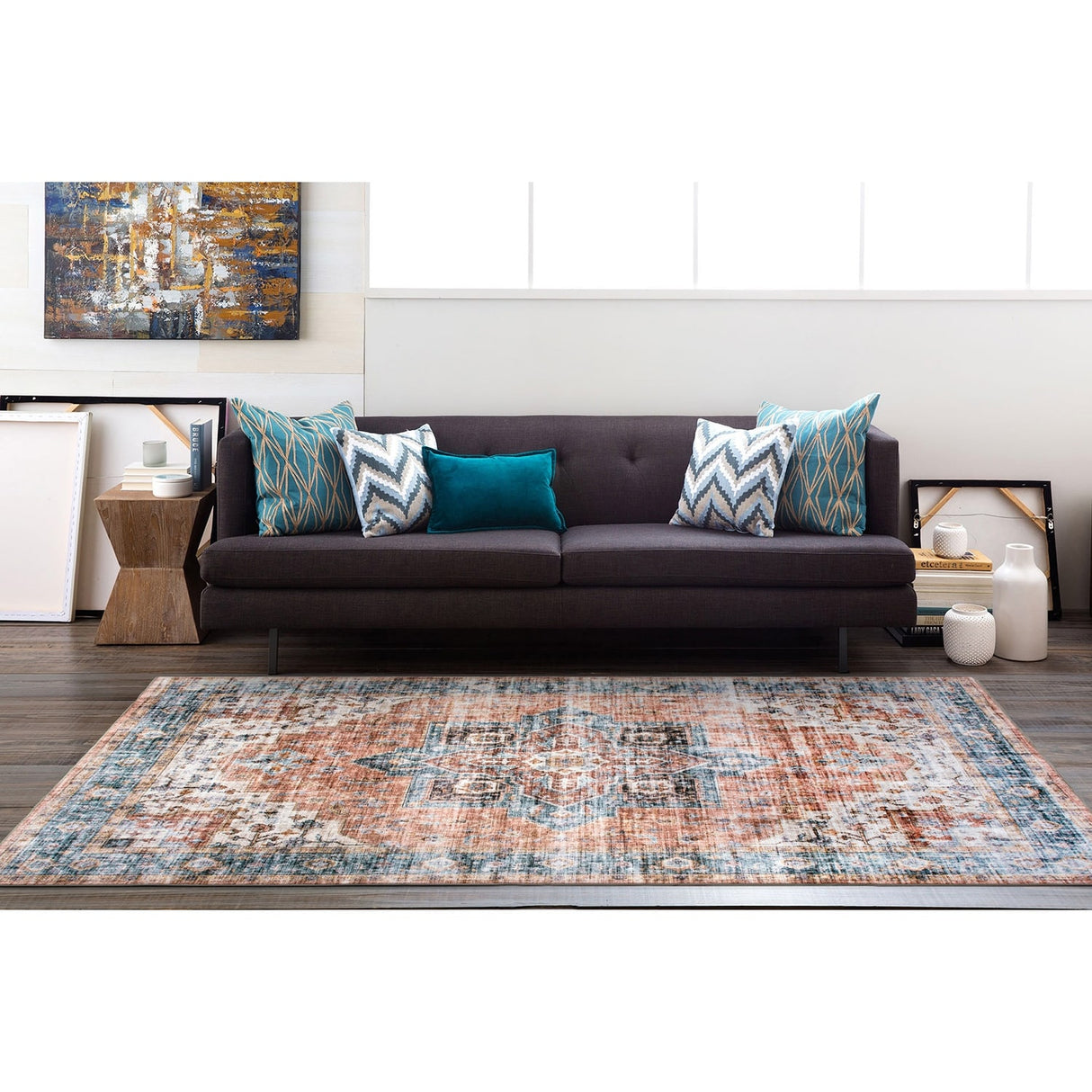 World Rug Gallery Distressed Traditional Machine Washable Area Rug