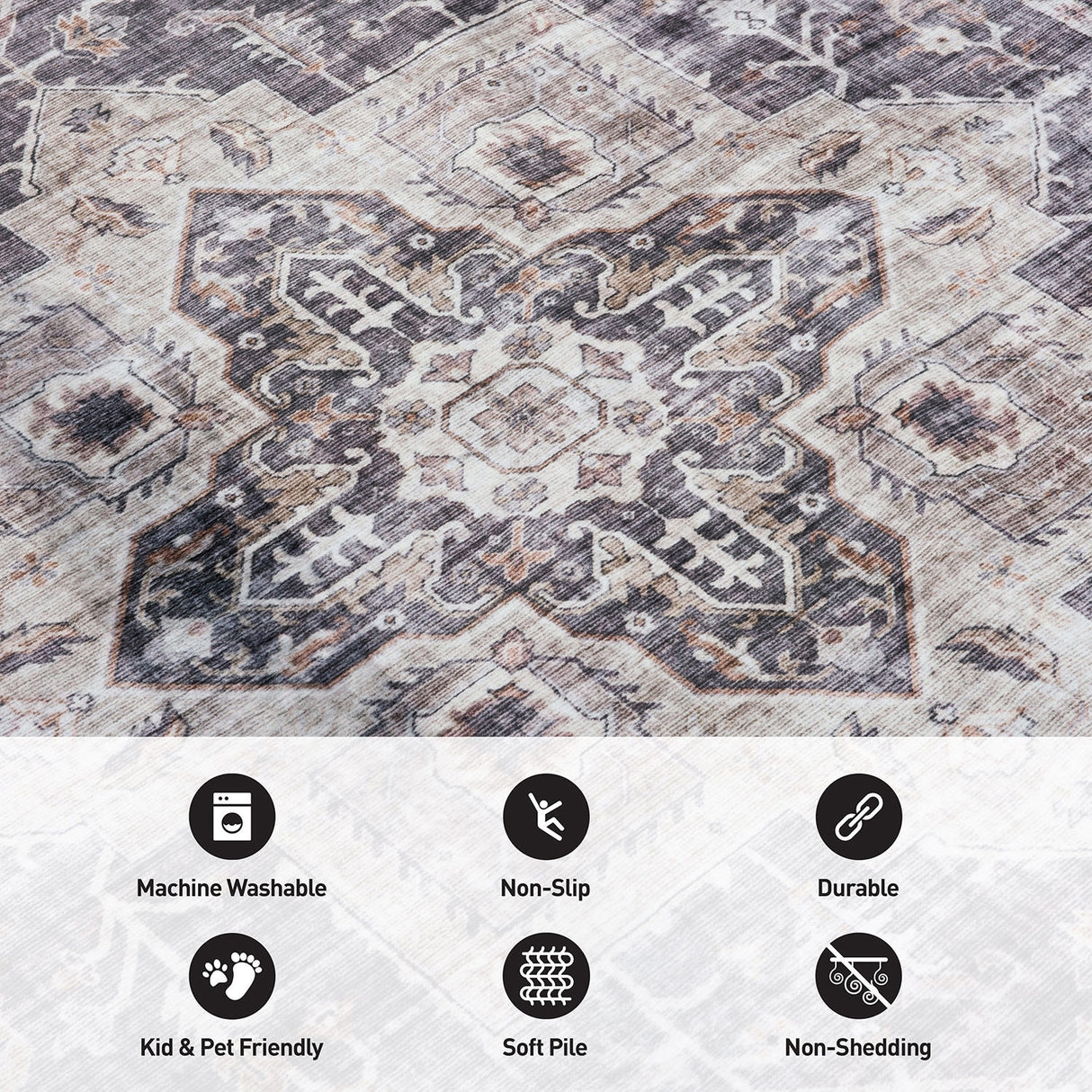 World Rug Gallery Distressed Traditional Machine Washable Area Rug