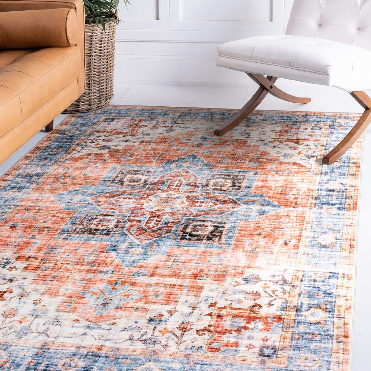 World Rug Gallery Distressed Traditional Machine Washable Area Rug