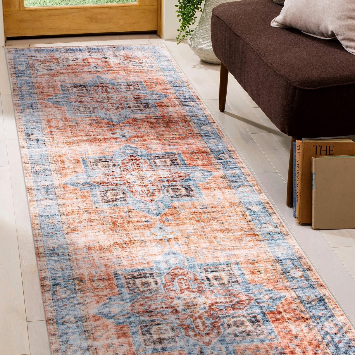 World Rug Gallery Distressed Traditional Machine Washable Area Rug