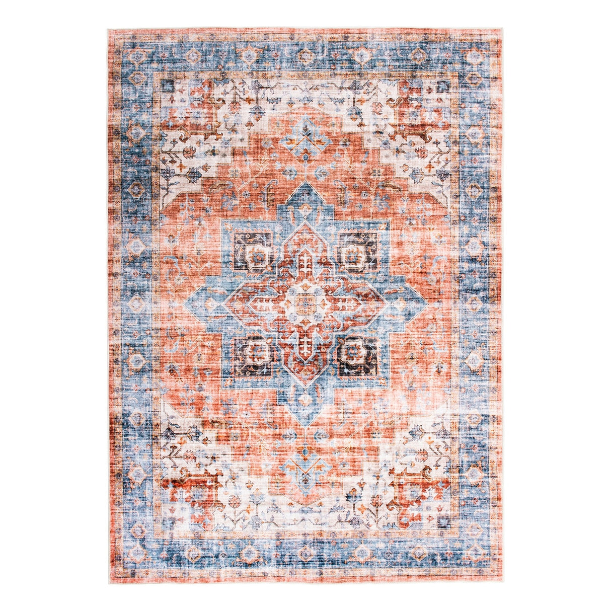 World Rug Gallery Distressed Traditional Machine Washable Area Rug