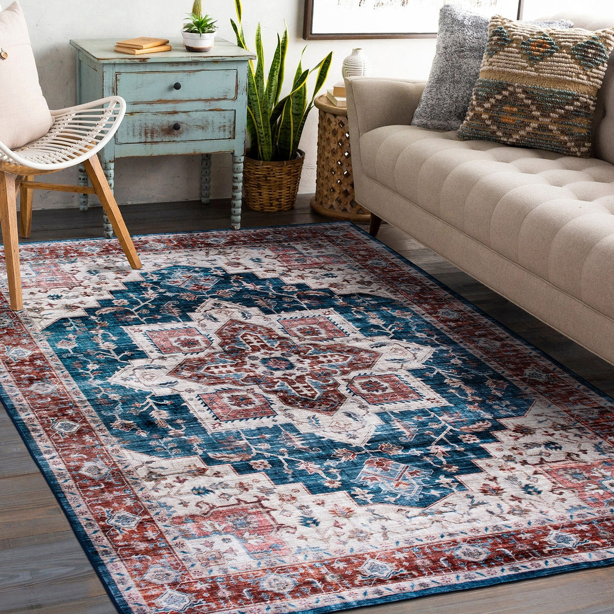 World Rug Gallery Distressed Traditional Machine Washable Area Rug