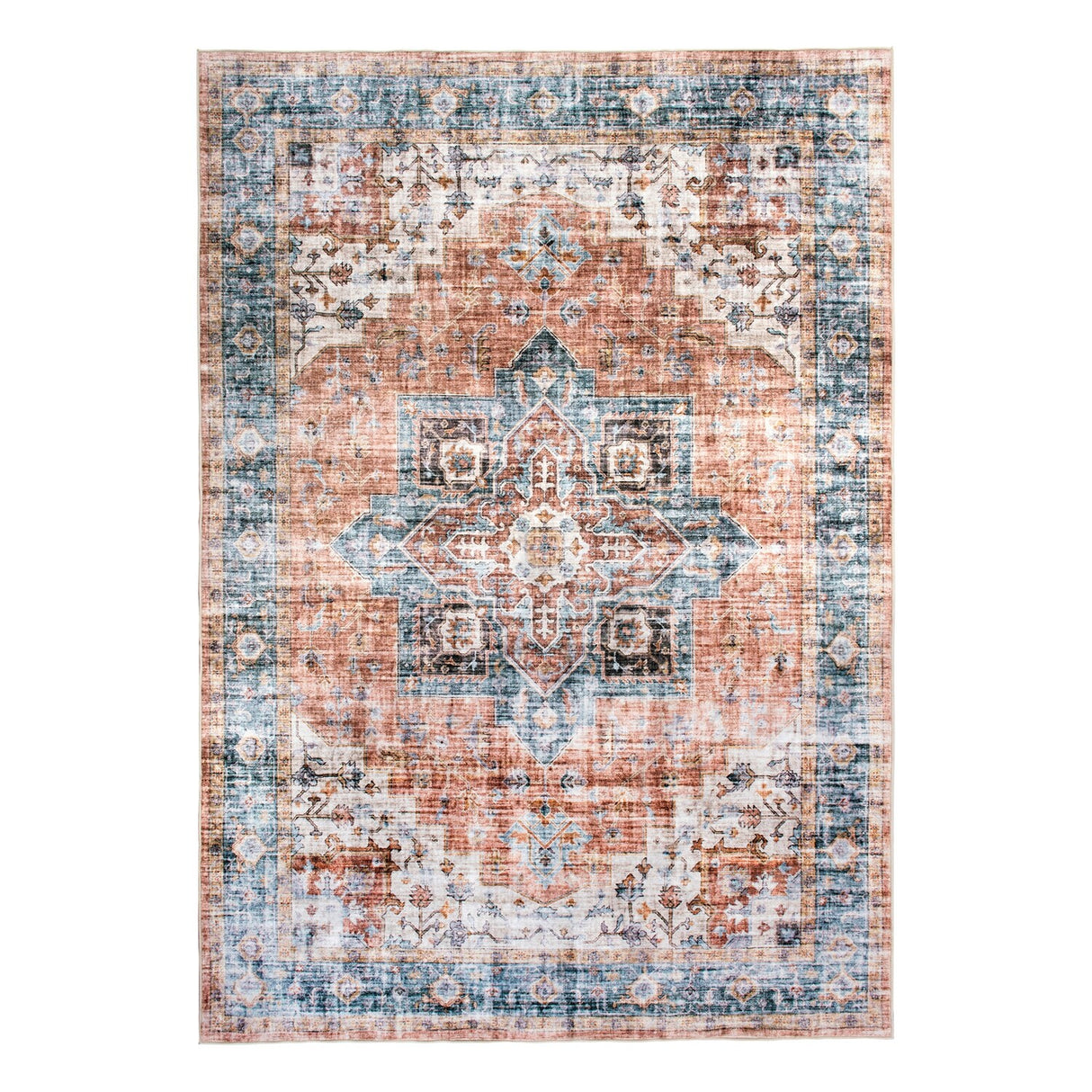 World Rug Gallery Distressed Traditional Machine Washable Area Rug