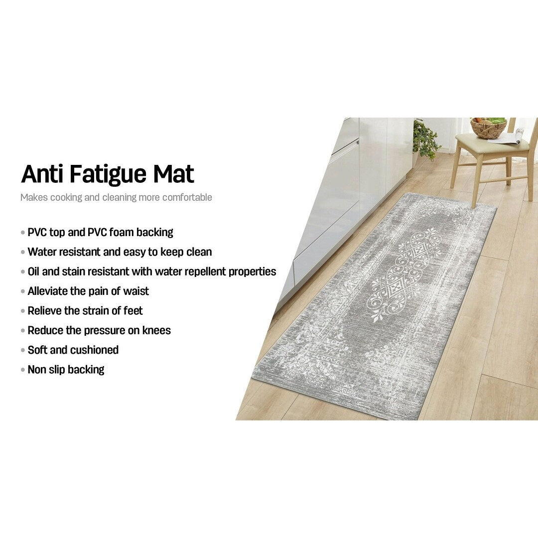 World Rug Gallery Distressed Traditional Vintage Design Anti Fatigue Standing Mat