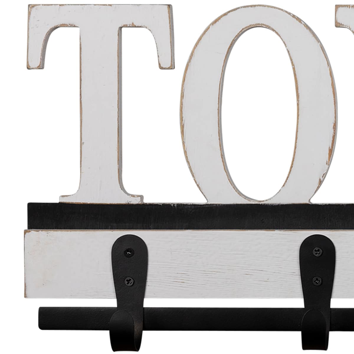 Distressed White Towels Wall Hooks - 23.75 x 1.75 x 8.50