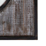 Distressed Wood and Iron Framed Mirror in Square Shape,Brown and Black