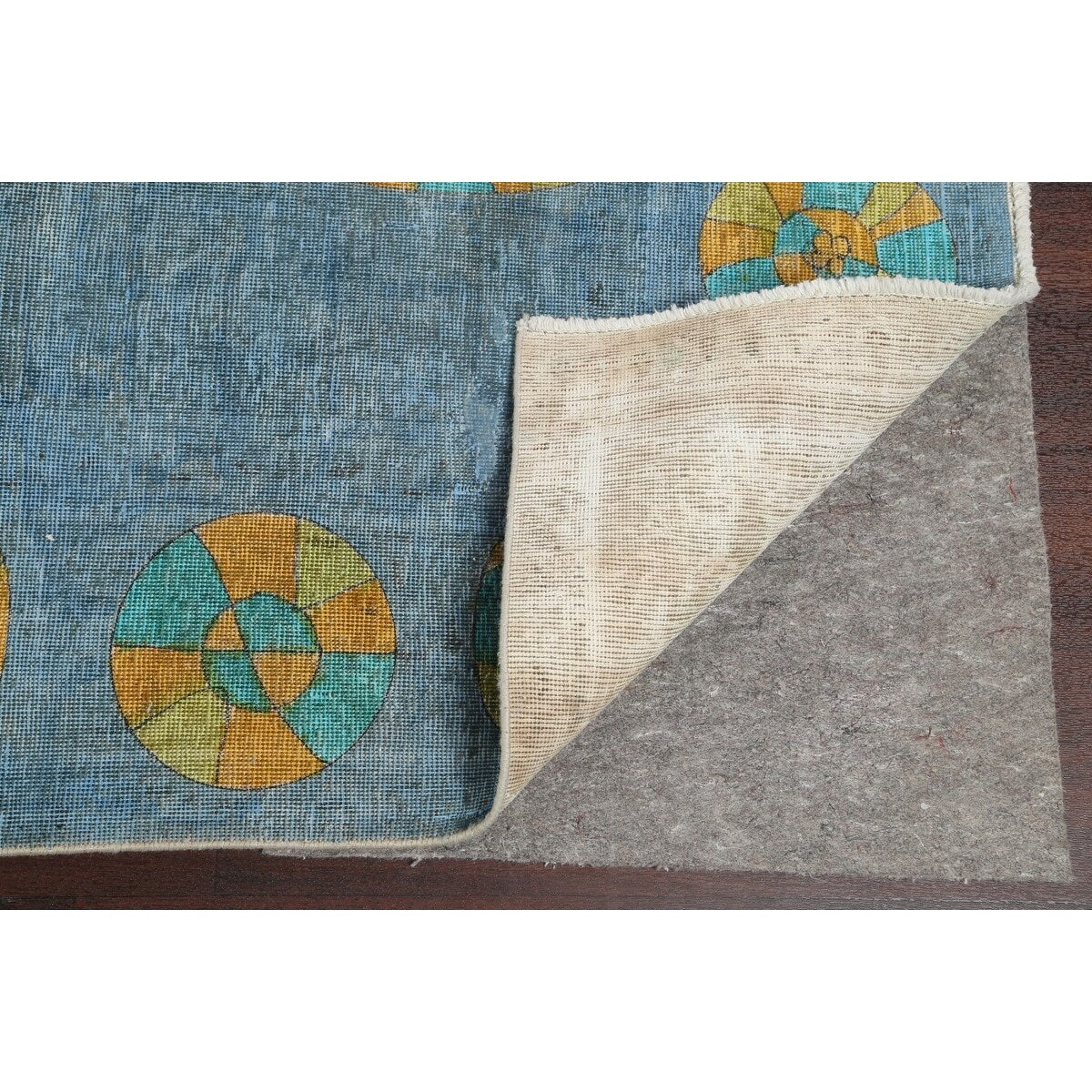 Distressed Wool Geometric Tabriz Persian Area Rug Hand-knotted Carpet - 9'6" x 12'5"