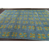 Distressed Wool Geometric Tabriz Persian Area Rug Hand-knotted Carpet - 9'6" x 12'5"