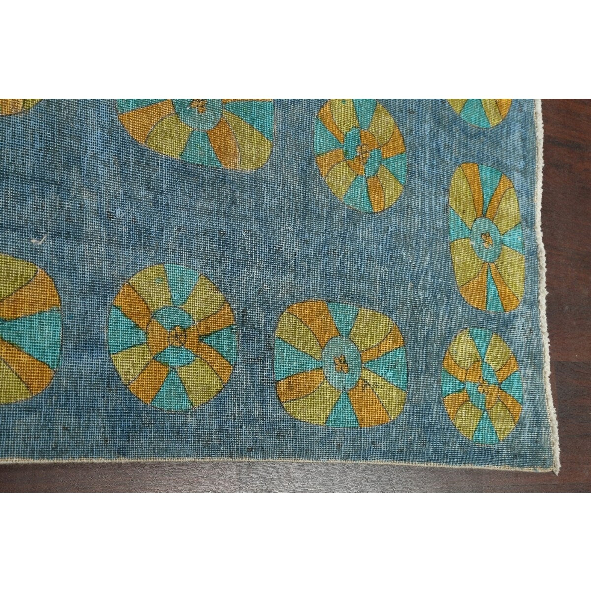 Distressed Wool Geometric Tabriz Persian Area Rug Hand-knotted Carpet - 9'6" x 12'5"