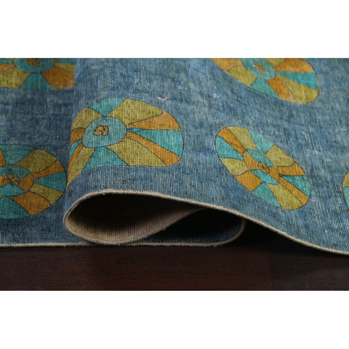 Distressed Wool Geometric Tabriz Persian Area Rug Hand-knotted Carpet - 9'6" x 12'5"