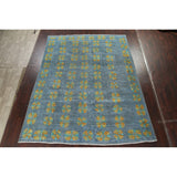 Distressed Wool Geometric Tabriz Persian Area Rug Hand-knotted Carpet - 9'6" x 12'5"
