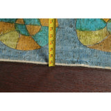 Distressed Wool Geometric Tabriz Persian Area Rug Hand-knotted Carpet - 9'6" x 12'5"