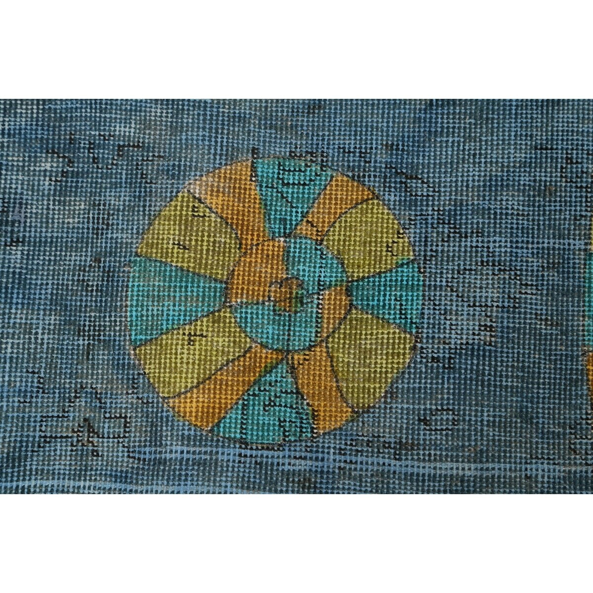 Distressed Wool Geometric Tabriz Persian Area Rug Hand-knotted Carpet - 9'6" x 12'5"