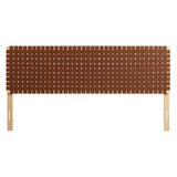 Ditmas Solid Wooden Brown Leather Basket Weaved King Size Headboard