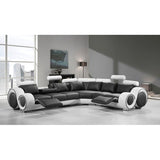 Divani Casa 4087 Modern Black and White Leather Sectional Sofa With Recliners