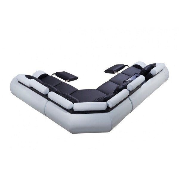 Divani Casa 4087 Modern Black and White Leather Sectional Sofa With Recliners