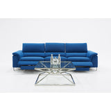 Divani Casa Maine Modern Blue Fabric Sofa w/ Electric Recliners