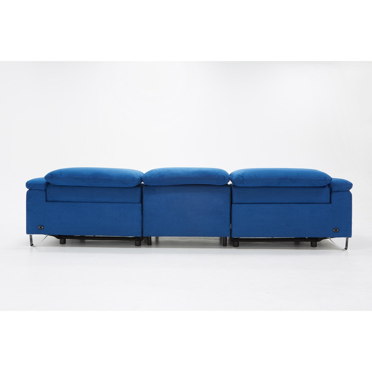 Divani Casa Maine Modern Blue Fabric Sofa w/ Electric Recliners
