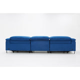 Divani Casa Maine Modern Blue Fabric Sofa w/ Electric Recliners