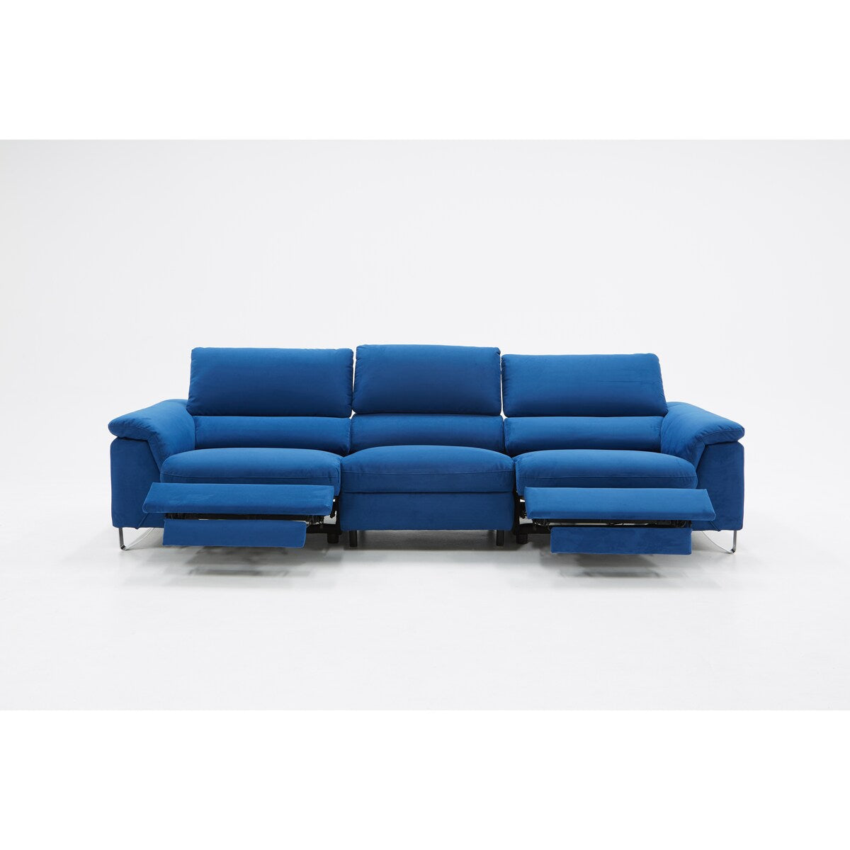 Divani Casa Maine Modern Blue Fabric Sofa w/ Electric Recliners