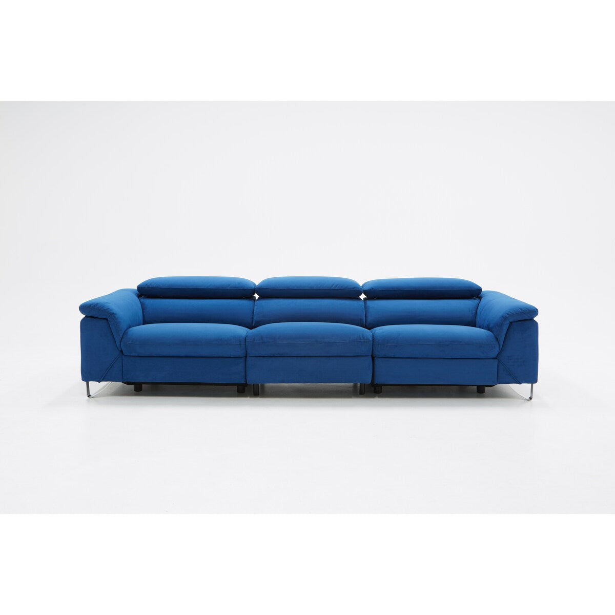 Divani Casa Maine Modern Blue Fabric Sofa w/ Electric Recliners