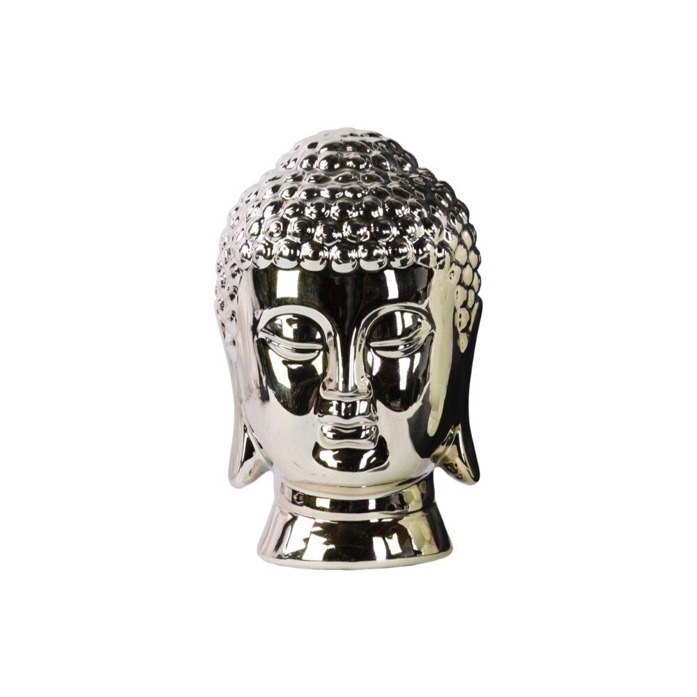 Divine Buddha Head With Rounded Ushnisha - Gold