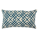 Entryways Divine Home Blue Embroidered Interlocking Diamonds Lumbar Throw Pillow