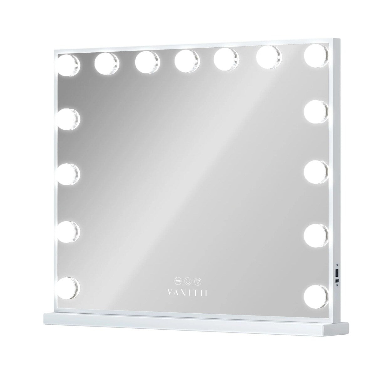 Diya 19 x 23 Vanity Mirror, USB Port, Smart Touch, Bluetooth, White