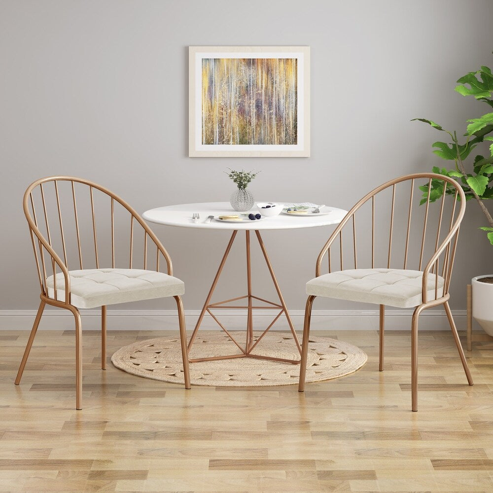 Doane Velvet Cushion Stainless Steel Dining Chairs (Set or 2) by Christopher Knight Home