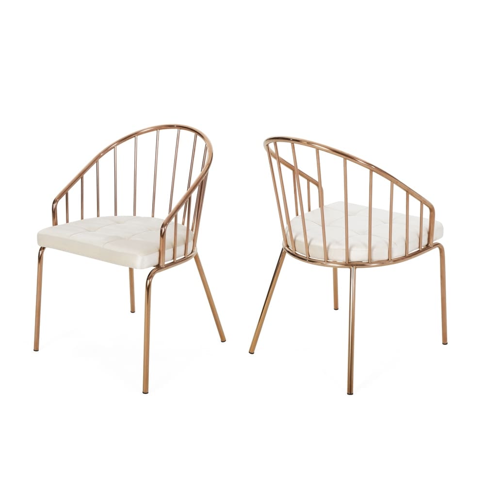 Doane Velvet Cushion Stainless Steel Dining Chairs (Set or 2) by Christopher Knight Home
