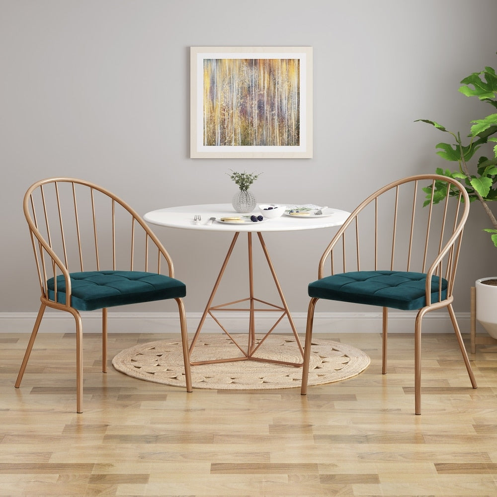 Doane Velvet Cushion Stainless Steel Dining Chairs (Set or 2) by Christopher Knight Home