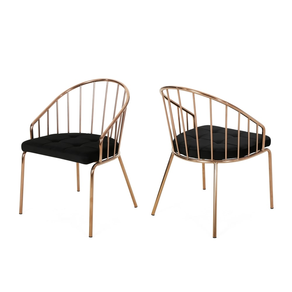 Doane Velvet Cushion Stainless Steel Dining Chairs (Set or 2) by Christopher Knight Home