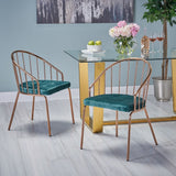 Doane Velvet Cushion Stainless Steel Dining Chairs (Set or 2) by Christopher Knight Home
