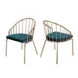 Doane Velvet Cushion Stainless Steel Dining Chairs (Set or 2) by Christopher Knight Home