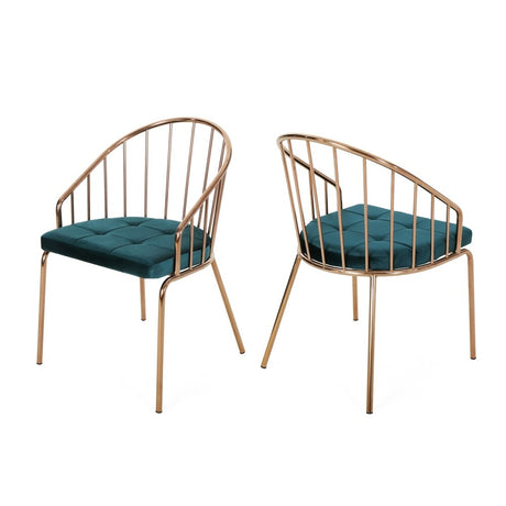 Doane Velvet Cushion Stainless Steel Dining Chairs (Set or 2) by Christopher Knight Home