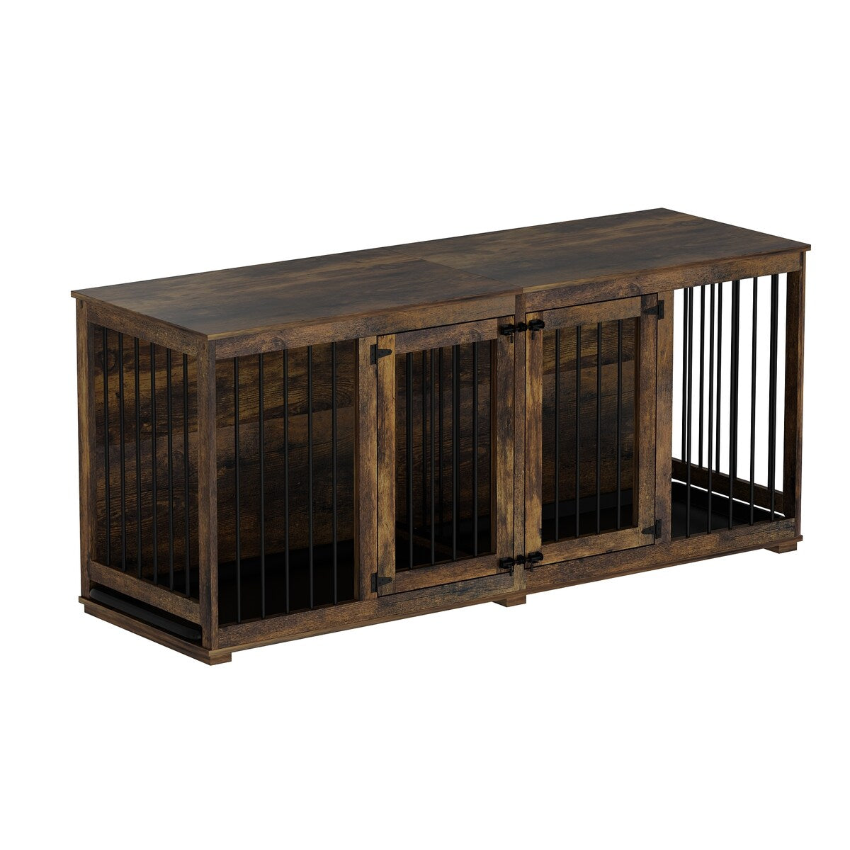 Dog Crate Furniture Indoor - Wooden Dog Kennel with Room Divider,Trays